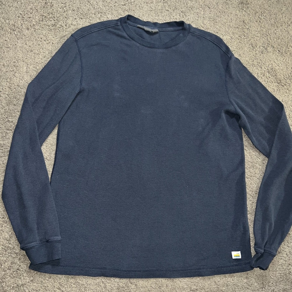 Vuori Mens L Navy Waffle Thermal Crew Neck Shirt V176